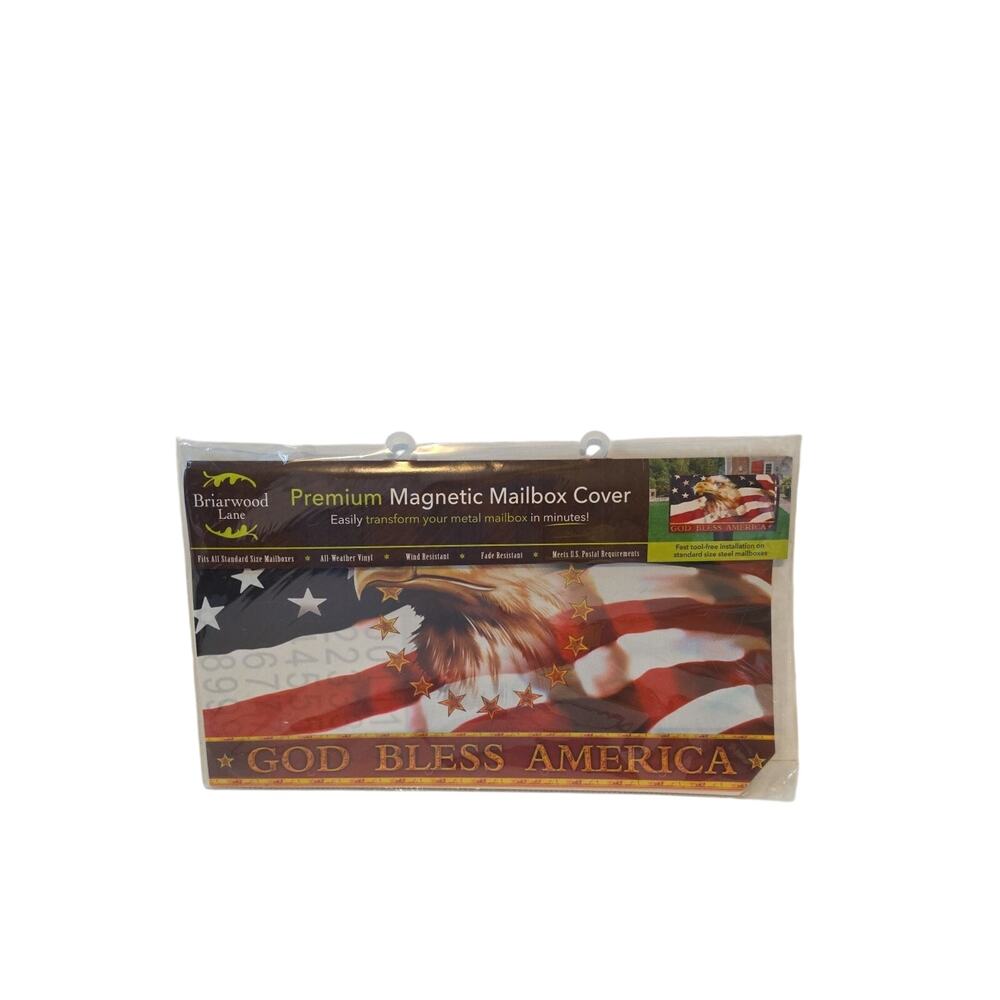 Briarwood Lane Mailbox Cover Magnetic Standard Size God Bless America Eagle Flag